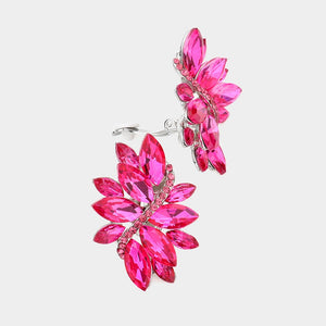 SILVER PINK Marquise Stone Clip On Earrings ( 53 RPK )