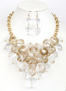 Chunky Gold Clear Translucent Bulb Look Statement Necklace ( 0223 ) - Ohmyjewelry.com