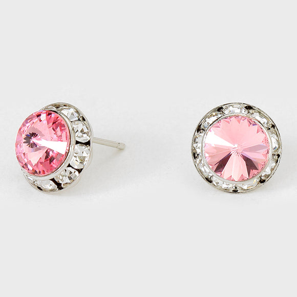 12MM SILVER PINK SWAROVSKI STUDS (MRE 39-24 ) – Ohmyjewelry.com