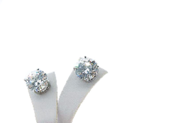9mm Round Silver Clear Cubic Zirconia CZ Stud Earrings Surgical Steel ( 0009 SCL )