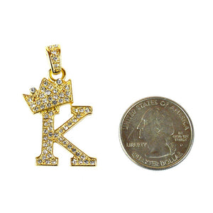 Gold Plated Rope Chain with Clear Rhinestone Initial " K " Charm