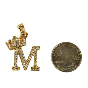 Gold Plated Rope Chain with Clear Rhinestone Initial " M " Charm