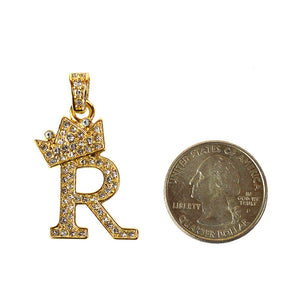 Gold Plated Rope Chain with Clear Rhinestone Initial " R " Charm