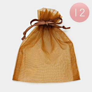 6" x 7" Brown Organza Gift Bag 12 Pieces(A1003)