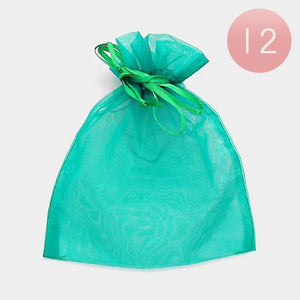 4" x 5” GREEN Organza Gift Bag 12 Pieces M - Ohmyjewelry.com