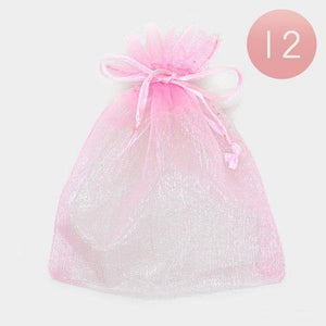 3" x 3.5" Light Pink Organza Gift Bag 12 Pieces S - Ohmyjewelry.com