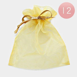4" x 5” Yellow Gold Organza Gift Bag 12 Pieces M - Ohmyjewelry.com