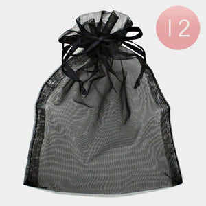 4" x 5” Black Organza Gift Bag 12 Pieces M - Ohmyjewelry.com