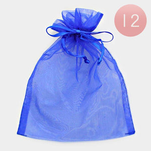 5.5" x 6.5"  ROYAL BLUE Organza Gift Bag 12 Pieces L - Ohmyjewelry.com