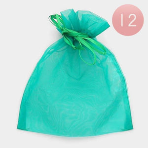 5.5" x 6.5" GREEN Organza Gift Bag 12 Pieces L - Ohmyjewelry.com