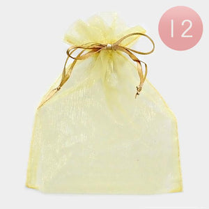 5.5" x 6.5"  GOLD Organza Gift Bag 12 Pieces L - Ohmyjewelry.com