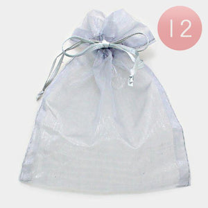 5.5" x 6.5"  GRAY Organza Gift Bag 12 Pieces L - Ohmyjewelry.com