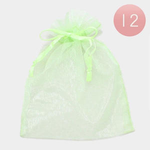 3" x 3.5" Lime Green Organza Gift Bag 12 Pieces S - Ohmyjewelry.com