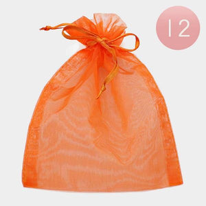 6.75”x 9.5” XLarge Orange Organza Gift Bag 12 Pieces OR - Ohmyjewelry.com