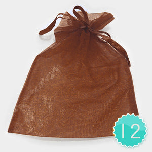 6.75" X 9.5" BROWN Organza Gift Bag 12 Pieces XL ( 1003 BR )