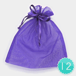 6.75" X 9.5" PURPLE Organza Gift Bag 12 Pieces XL - Ohmyjewelry.com