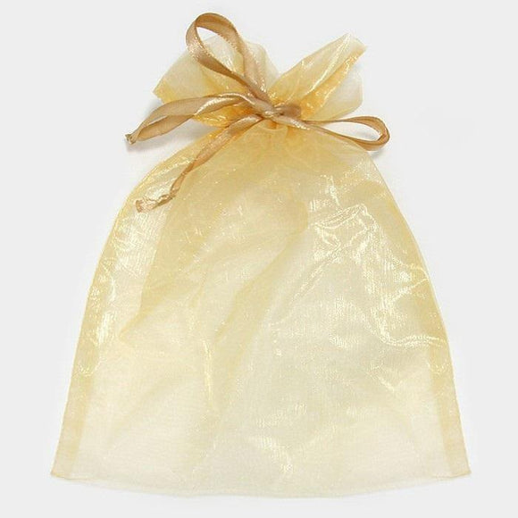 6.75”x 9.5” XLarge GOLD Organza Gift Bag 12 Pieces GD - Ohmyjewelry.com