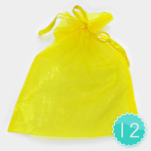 6.75" x 9.5" Extra Large YELLOW Organza Gift Bag 12 Pieces ( 1003 YW )