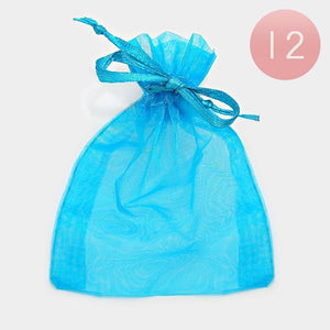 3" x 3.5" TEAL BLUE Organza Gift Bag 12 Pieces S - Ohmyjewelry.com