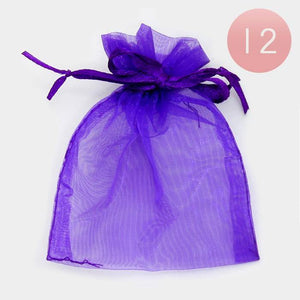 3" x 3.5" PURPLE Organza Gift Bag 12 Pieces S - Ohmyjewelry.com