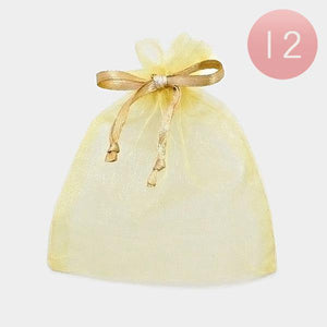 3" x 3.5" GOLD Organza Gift Bag 12 Pieces S - Ohmyjewelry.com