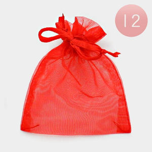 4" x 5” Red Organza Gift Bag 12 Pieces M - Ohmyjewelry.com