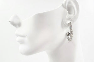 SILVER HOOP EARRINGS CLEAR STONES ( 2807 3CL )