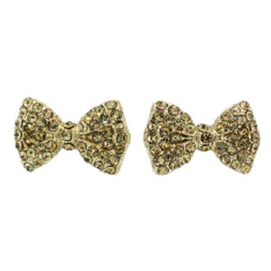 3/4" GOLD TOPAZ Rhinestone Bow Tie Stud Earrings ( 1285 LCT )