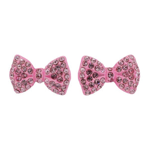 3/4" LIGHT ROSE Rhinestone Bow Tie Stud Earrings ( 1285 LRO )