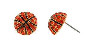 Orange Rhinestone Basketball Stud Earrings ( 1344 )