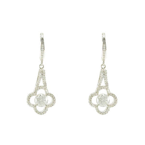 SILVER EARRINGS CLEAR CZ CUBIC ZIRCONIA STONES ( 1364 S )