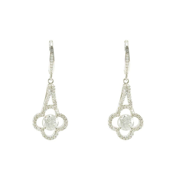 SILVER EARRINGS CLEAR CZ CUBIC ZIRCONIA STONES ( 1364 S )