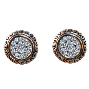 SILVER GOLD EARRINGS CLEAR STONES ( 1380 )