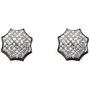 SILVER EARRINGS CLEAR CZ CUBIC ZIRCONIA STONES ( 1463 RH )