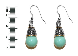 SILVER GOLD EARRINGS TURQUOISE PEARL EARRINGS ( 1759 TQ )