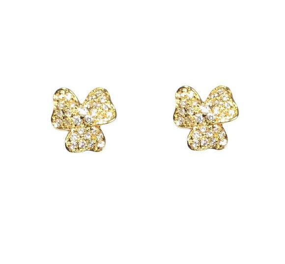 GOLD EARRINGS CLEAR CZ CUBIC ZIRCONIA STONES ( 1760 GD )