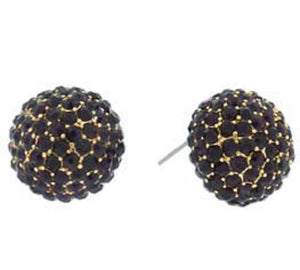 3/4" GOLD DARK PURPLE Rhinestone Dome Shape Stud Earrings ( 2109 ) - Ohmyjewelry.com