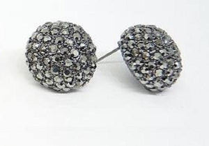 3/4" HEMATITE Rhinestone Dome Shape Stud Earrings ( 2109 HM ) - Ohmyjewelry.com