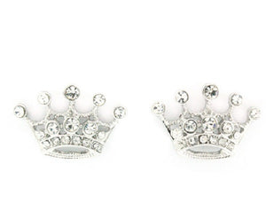 3/4" Silver Rhinestone Crown Stud Earrings ( E 36041 )
