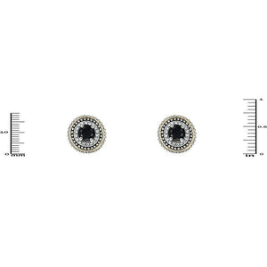 .75" Round Two Toned Earrings With Black Colored CZ And Clear Rhinestones With Lever Back Closure ( 4254 ) - Ohmyjewelry.com