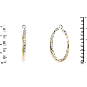 SILVER GOLD HOOP EARRINGS ( 4446 TT ) - Ohmyjewelry.com
