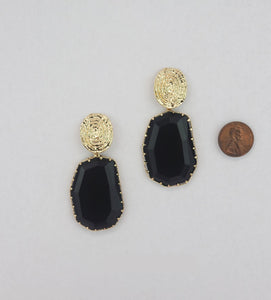 GOLD BLACK EARRINGS ( 5845 BK )