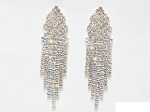 SILVER EARRINGS CLEAR AB STONES ( 6498 SAB )