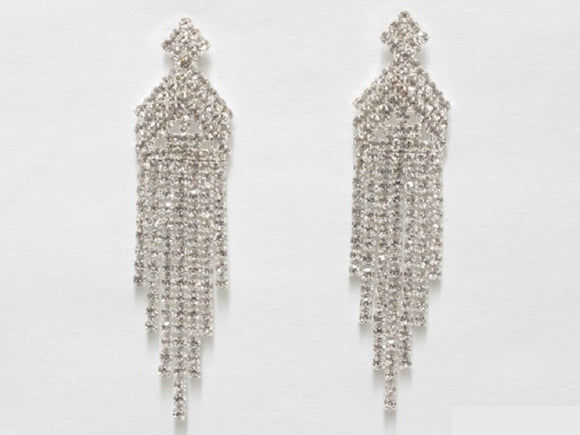 SILVER EARRINGS CLEAR STONES ( 6637 SCL )