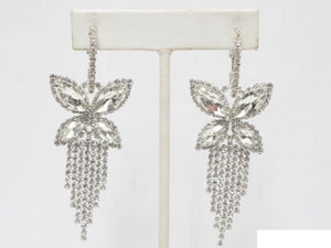 SILVER EARRINGS CLEAR STONES ( 6638 S )