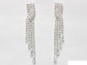 SILVER EARRINGS CLEAR STONES ( 6672 S )