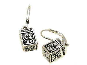 Silver Prayer Box Hoop Earrings ( 78258 )