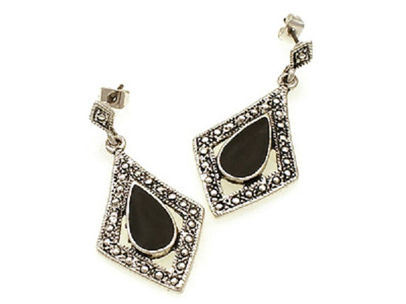 Black and Silver Dangling Fashion Earrings