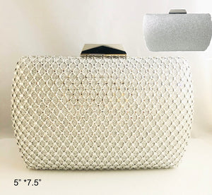 SILVER RHINESTONE EVENING BAG HANDBAG ( 1060 S )