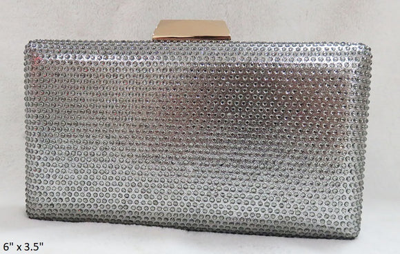 GRAY EVENING BAG HANDBAG WITH RHINESTONES ( 1066 GY )